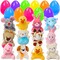 12 Pack Easter Eggs Filled with Mini Animal Plush Toy Set, Cute Small Stuffed Basket Animal Keychain Set